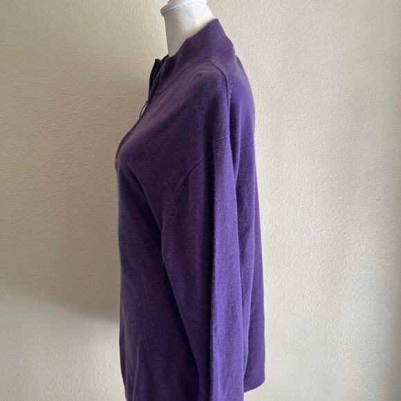 Neiman Marcus Sweater 100% Cashmere Women Purple SZL 1/4 Zip Comfortcore Comfy - Picture 3 of 9